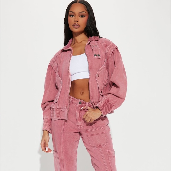 Pink Denim Jean Moto Jacket - Picture 4 of 6